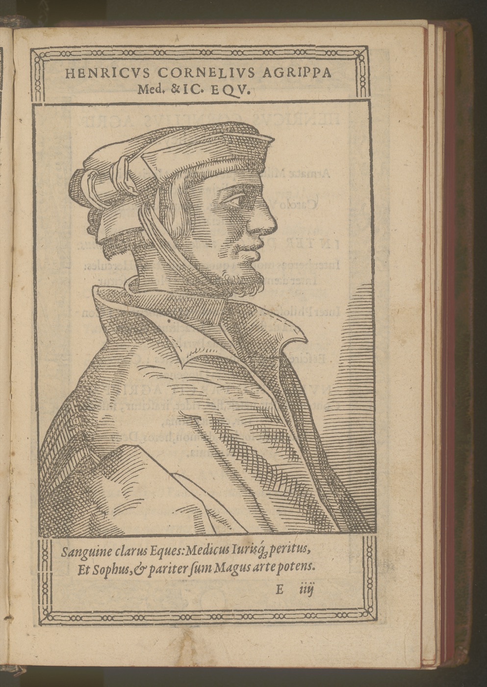 トビアス・シュティマーによるハインリヒ・コルネリウス・アグリッパの肖像木版画(『Icones』1587年)