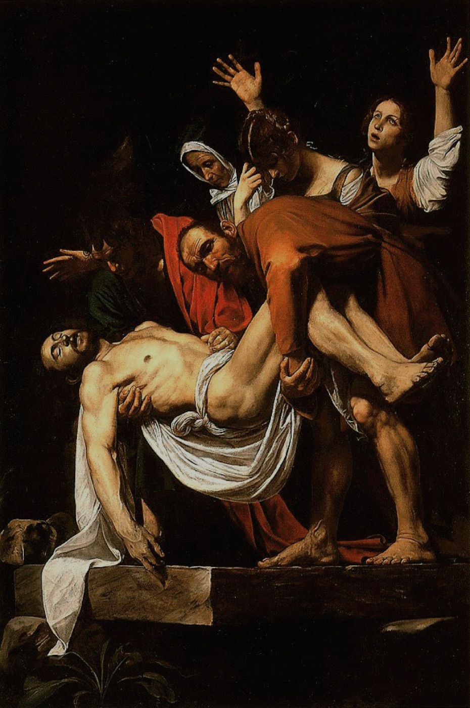 カラヴァッジョ『キリストの埋葬』(ヴァチカン絵画館、1602年-1603年頃)