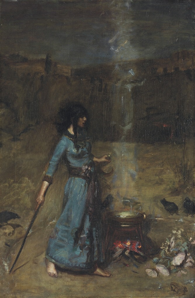 ウォーターハウス《魔法円(習作)》(1886年)