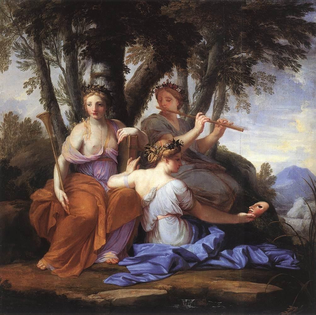 ユスターシュ・ル・シュウール『クリオ、エウテルペ、タレイア』(ルーヴル美術館、1652年-1655年頃)